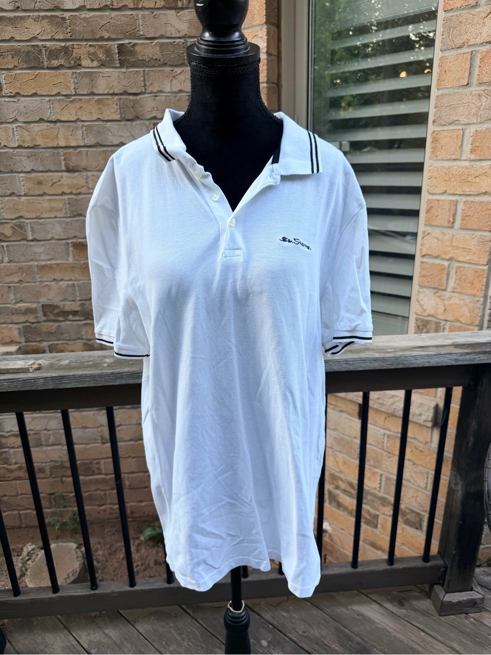 BEN SHERMAN White Classic Short Sleeve Polo Shirt Top Men’s Size Medium